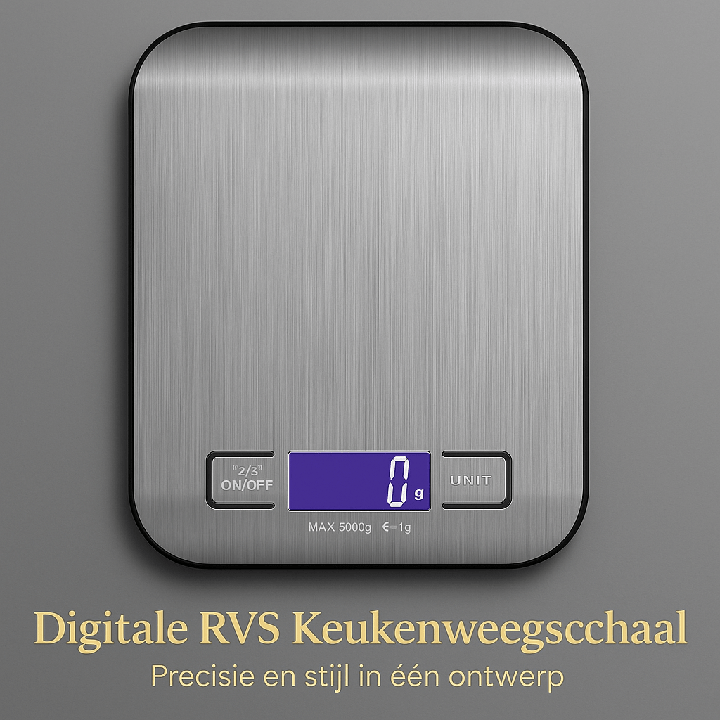 Digitale Oplaadbare RVS Keukenweegschaal | Precisie tot 1 gram | PuurAtelier - puuratelier.be