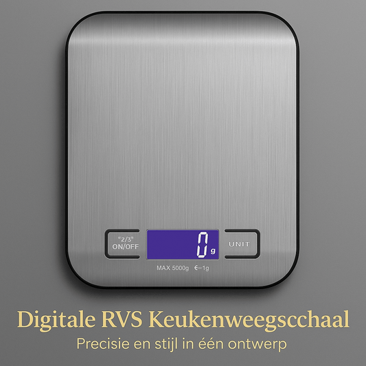 Digitale Oplaadbare RVS Keukenweegschaal | Precisie tot 1 gram | PuurAtelier - puuratelier.be